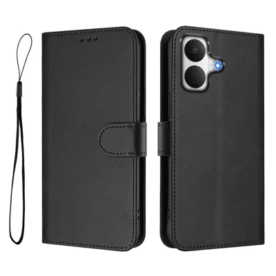  For Xiaomi Poco X8 5G Wallet Case RFID Blocking Calf Texture Leather Stand Phone Cover with Strap - Black