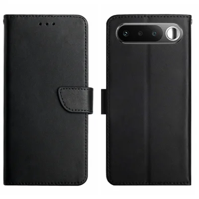  For Realme 16 5G Case Genuine Cow Leather Phone Cover Nappa Texture - Black