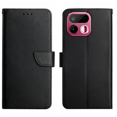 For Realme 16T 5G Case, ægte kudefransk telefondæksel med Nappa-struktur - Sort