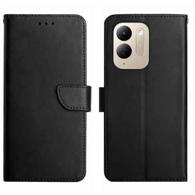 Für Xiaomi Poco C95 Pro Hülle Echtes Rindsleder Handyhülle Nappa-Textur - Schwarz