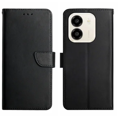  For Honor X6e 4G / Honor X7e 4G Case Genuine Cow Leather Phone Cover Nappa Texture - Black