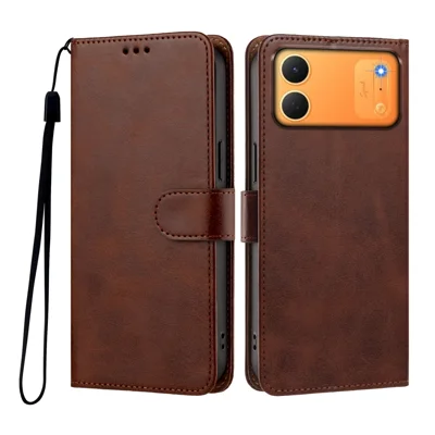 Für TECNO Spark 50C 4G Hülle Klappbrieftasche Ständer PU Leder Handyhülle mit Handschlaufe - Braun