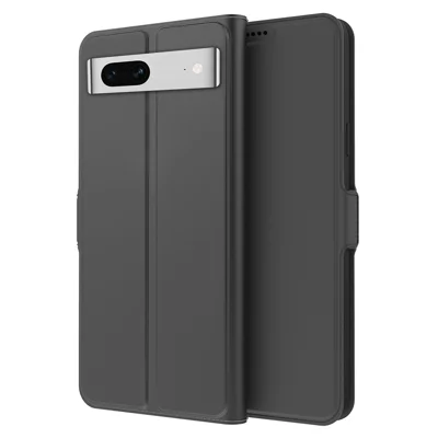 Flip Folio Phone Cover For Google Pixel 7 5G PU Leather Stand Card Holder Inner TPU Magnetic Anti-drop Phone Case - Black
