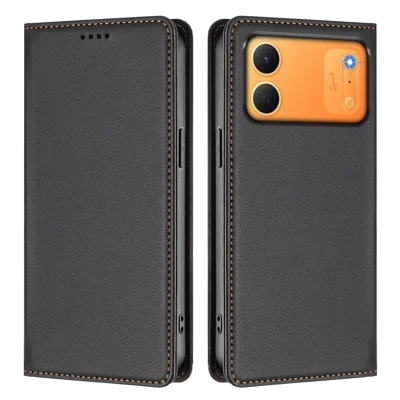  For TECNO Spark 50C 4G Leather Wallet Case Magnetic Closure RFID Blocking Phone Cover - Black