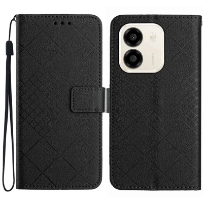 Capa Carteira para Honor X7e 4G / Honor X6e 4G, Capa Dobrável de Couro PU com Impressão, Suporte para Telemóvel - Preto