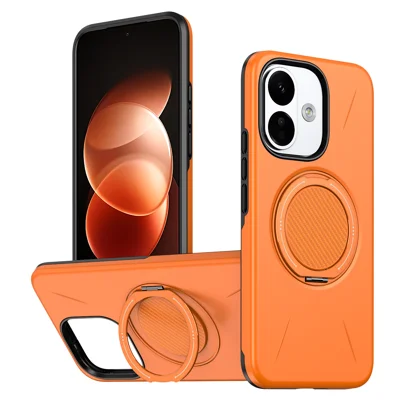 For Xiaomi Redmi Note 17 Pro Max 5G / Xiaomi Poco X8 Power 5G / Xiaomi Redmi Note 17 Pro 5G Magnetic Case Rotating Kickstand TPU + PC Phone Cover - Orange