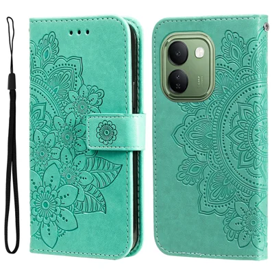  For vivo iQOO Z11S 5G Case Floral Pattern PU Leather Wallet Stand Phone Cover - Green