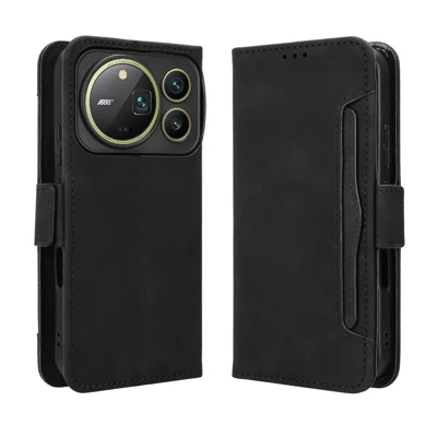  For Honor Magic9 Pro Max 5G Leather Case Phone Wallet Cover with Multiple Card Slots - Black