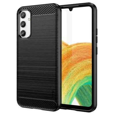 MOFI JK TPU Series-1 for Samsung Galaxy A34 5G Anti-fall Phone Case Carbon Fiber Brushed Protective TPU Phone Back Cover - Black