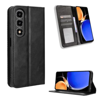 Til ZTE nubia A77 5G Læder Taskasse med Ståfunktion og Retrostruktur - Sort