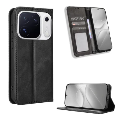  For Oppo Find X10 Pro Max 5G Leather Case Wallet Stand Retro Texture Phone Cover - Black