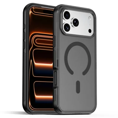 For iPhone 18 Pro Max  /  17 Pro Max Magnetic Case Translucent Matte Skin Touch PC + TPU Phone Back Cover - Black