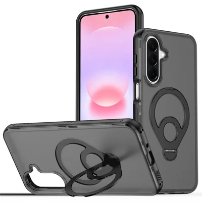 Magnetic Case For Samsung Galaxy A26 5G  /  A18 5G  /  A18 4G  /  A17 5G  /  A17 4G  /  A16 5G  /  A16 4G Tennis Racket Style Kickstand Translucent Matte Skin Touch PC + TPU Phone Back Cover - Black