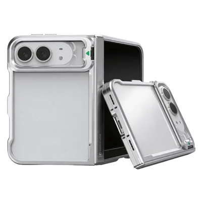 LUPHIE For iPhone Duo Case Metal Bumper Frame Shockproof Phone Cover - Silver