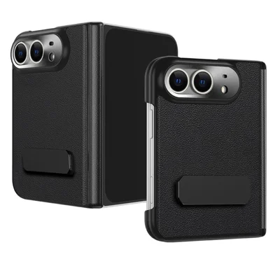 Voor iPhone Duo-hoesje Vouwbare Kickstand Leren Anti-val Telefoonbeschermhoes - Zwart