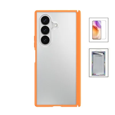 For Samsung Galaxy Z Fold8 Ultra Case with Tempered Glass Screen Protector Dual Hinge Soft Touch Phone Cover - Orange