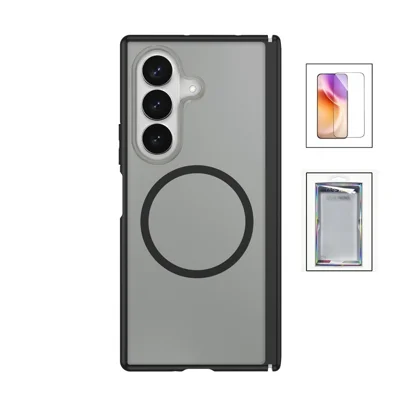 For Samsung Galaxy Z Fold8 Ultra Magnetic Case with Tempered Glass Screen Protector Soft-Touch Foldable Phone Cover - Black