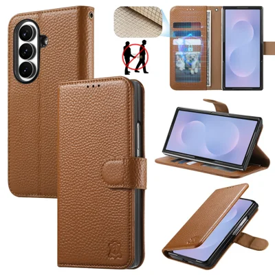 Чехол для Samsung Galaxy Z Fold8 Ultra с RFID-защитой, бумажник, из искусственной кожи - Коричневый