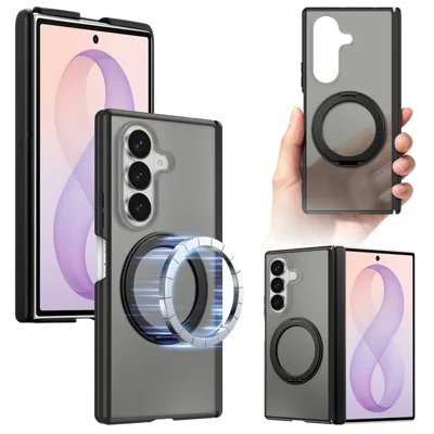 Чехол для Samsung Galaxy Z Fold8 Ultra с защитой петли и поворотной подставкой, тактильно приятный чехол-накладка - Черный