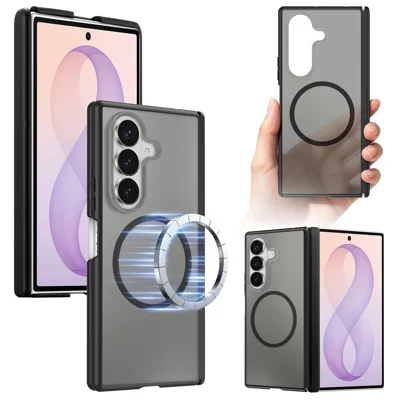Чехол для Samsung Galaxy Z Fold8 Ultra с магнитной защелкой, защитой шарнира, текстурированным покрытием PC + TPU, черный