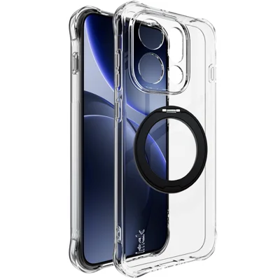  IMAK for Oppo Find X9s 5G / Oppo Find X10 E 5G / Oppo Find X9 5G Case Magnetic Rotating Kickstand Airbag Shockproof Soft TPU Phone Cover - Black