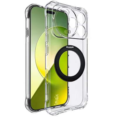  IMAK for Honor Magic9 Pro Max 5G Case Magnetic Rotating Kickstand Airbag Shockproof Soft TPU Phone Cover - Black