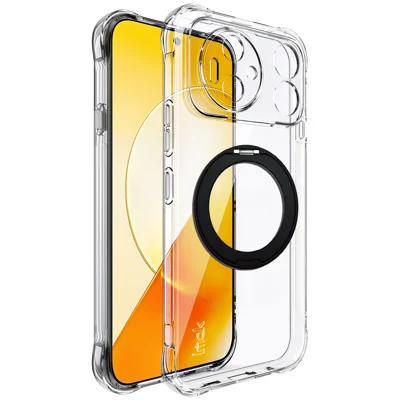  IMAK for Honor Magic9 Super Edition 5G Case Magnetic Rotating Kickstand Airbag Shockproof Soft TPU Phone Cover - Black