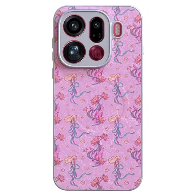 For Oppo Find X9 Pro 5G Magnetisk Case Blomstmønster Printet PU Læder Belagt PC TPU Anti-drop Telefon Bagdækning - Lyserød