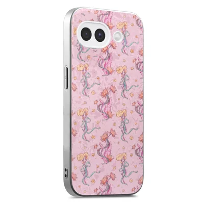 غطاء خلفي مقاوم للسقوط لهاتف Google Pixel 10a بتصميم زهري مع حافظة مغناطيسية من جلد PU مطلي بطبقة PC وTPU - وردي