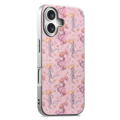 For iPhone 17 Magnetic Case Floral Pattern Printing PU Leather Coated PC TPU Anti Drop Phone Back Cover - Pink