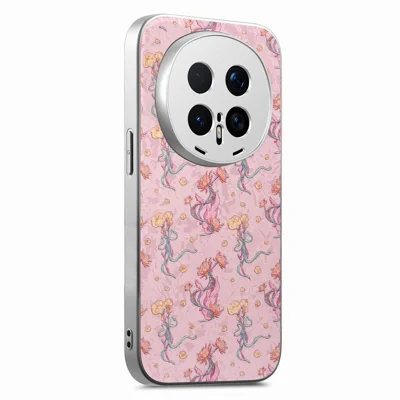 For Honor Magic8 Pro 5G Magnetic Case Floral Pattern Printing PU Leather Coated PC TPU Anti Drop Phone Back Cover - Pink