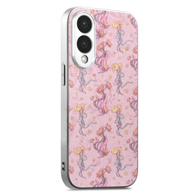For Samsung Galaxy S25 Edge Magnetic Case Floral Pattern Printing PU Leather Coated PC TPU Anti Drop Phone Back Cover - Pink