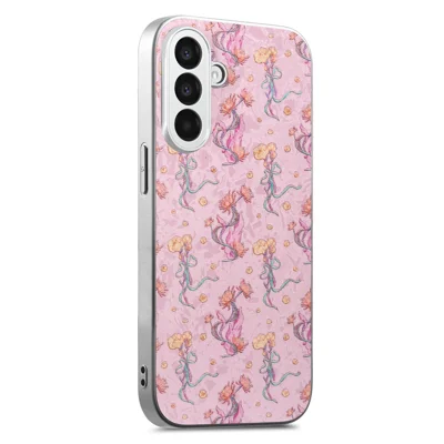 Capa Magnética para Samsung Galaxy A56 5G com Estampa Floral em Couro PU Revestido em PC TPU Resistente a Quedas - Rosa