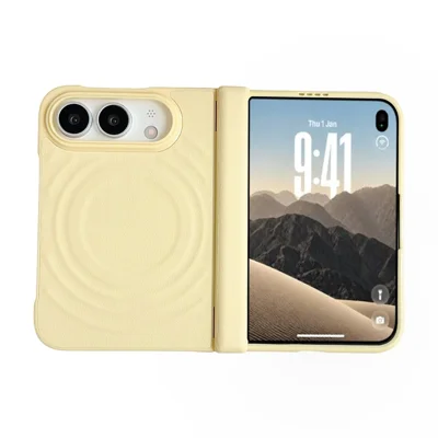 For iPhone Duo Magnetic Case Skin-Touch Wave Teature Hard PC Phone Cover - Yellow