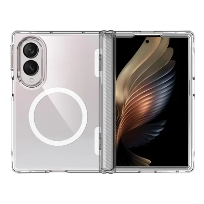 For Samsung Galaxy Z Fold8 Magnetic Case Hinge Protection Clear TPU + PC Shockproof Phone Cover - Transparent