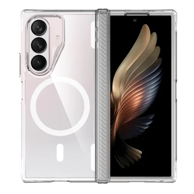 Funda magnética para Samsung Galaxy Z Fold8 Ultra con protección para bisagra, carcasa transparente de TPU y PC resistente a impactos - Transparente