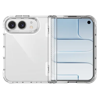 For iPhone Duo Case Hinge Protection Clear TPU + PC Shockproof Phone Cover - Transparent