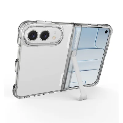 For iPhone Duo Case with Hinge Kickstand TPU + PC Shockproof Corners Phone Cover - Transparent