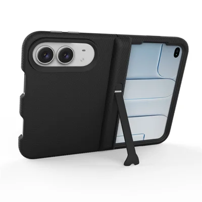 For iPhone Duo Case with Hinge Kickstand TPU + PC Four-Corner Drop Protection Phone Cover - Black