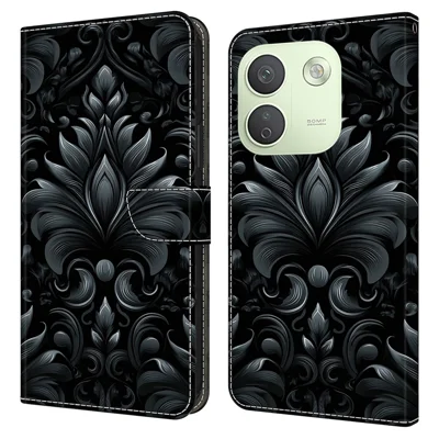 For Xiaomi Redmi Note 17 Pro Max 5G Leather Case Wallet Stand Magnetic Closure Pattern Printing Phone Cover - Subtle Scrollwork