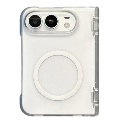 Funda plegable translúcida mate PC con bisagra magnética para iPhone Duo - Blanco transparente