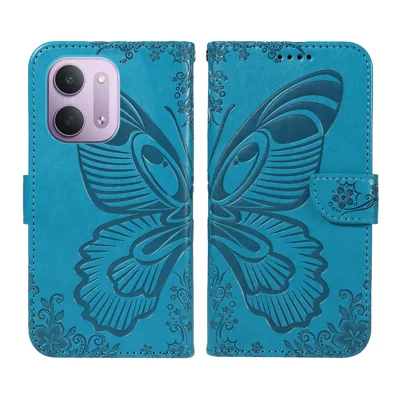  For Xiaomi Redmi 17C 5G Case Butterfly Pattern PU Leather Folio Flip Phone Cover -  Blue