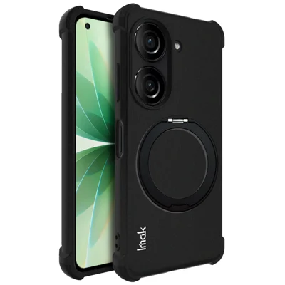  IMAK for Asus Zenfone 10 5G / Asus Zenfone 9 5G Case Magnetic Rotating Kickstand TPU Corner Airbags Protection Phone Cover - Black