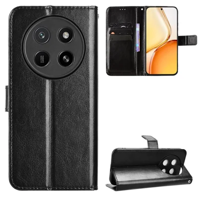  For Honor X80 Pro Max 5G / Honor X9e Pro 5G PU Leather Case with Strap Crazy Horse Texture Phone Wallet Cover - Black