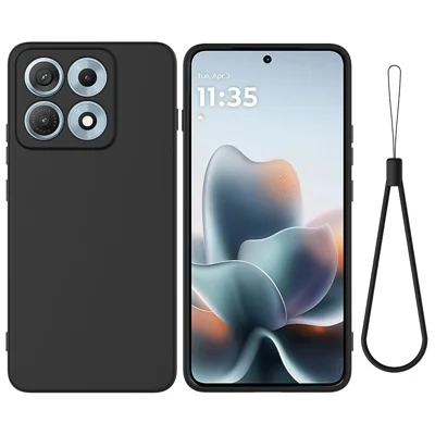 För Motorola Edge 70 Max 5G Liquid Silicone Skal för Telefon med Handlina - Svart