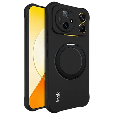  IMAK for Honor Magic9 Super Edition 5G Case Magnetic Rotating Kickstand TPU Corner Airbags Protection Phone Cover - Black