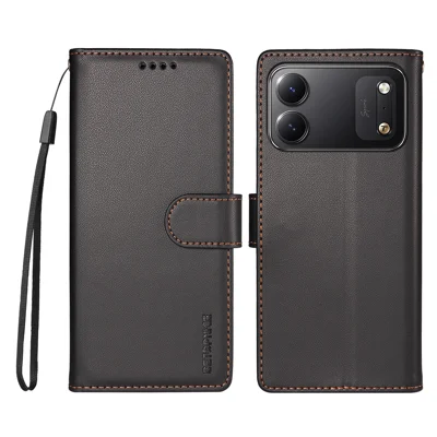 BETOPNICE für TECNO Spark 50C 4G 006 Hülle mit RFID-Schutz, Brieftasche, Ständer, Ledertasche mit Handschlaufe - Schwarz