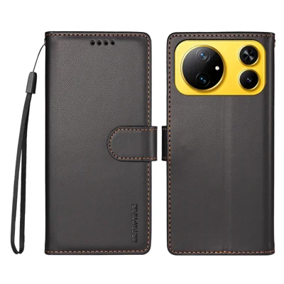  BETOPNICE for Honor Magic9 Super Edition 5G 006 Case RFID Blocking Wallet Stand Leather Phone Cover with Wrist Strap - Black