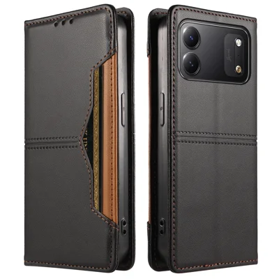  Für TECNO Spark 50C 4G Brieftaschenhülle mit externem Kartensteckplatz, magnetischer Schließung, Ledertasche - Schwarz