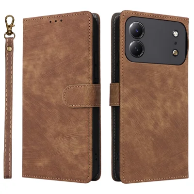 Für TECNO Spark 50C 4G Brieftaschenhülle RFID-Schutz PU-Leder-Handyhülle mit Ständer und Riemen - Braun